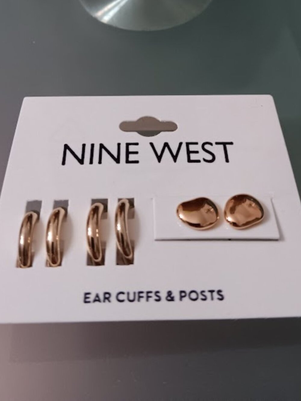 NINE WEST 5pc SET/LOT Mod/Contemporary Gold Ear Cuffs & Stud Earrings**NEW!